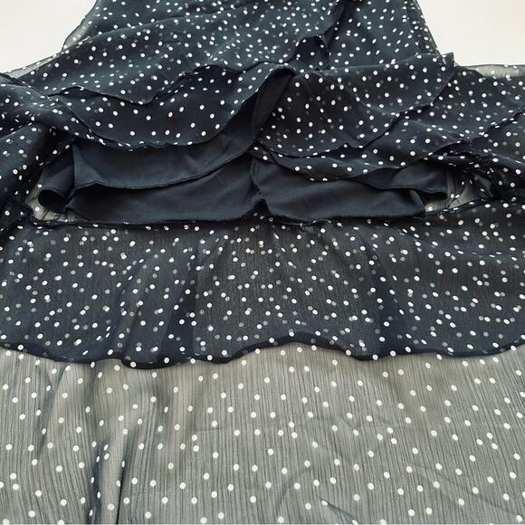 Miami Dress Black White Polka Dot Spaghetti Straps Ruffled Tiered Midi Small NEW - Picture 11 of 13